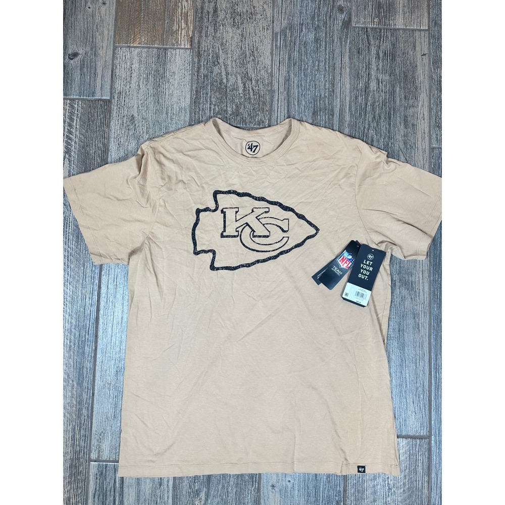'47 NFL Kansas City Chiefs T Shirt Mens XL Tan Logo Tee‎